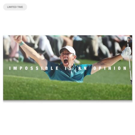 Close-up of Rory McIlroy's passionate celebratory scream in Rory - Impossible Is An Opinion 2 print.