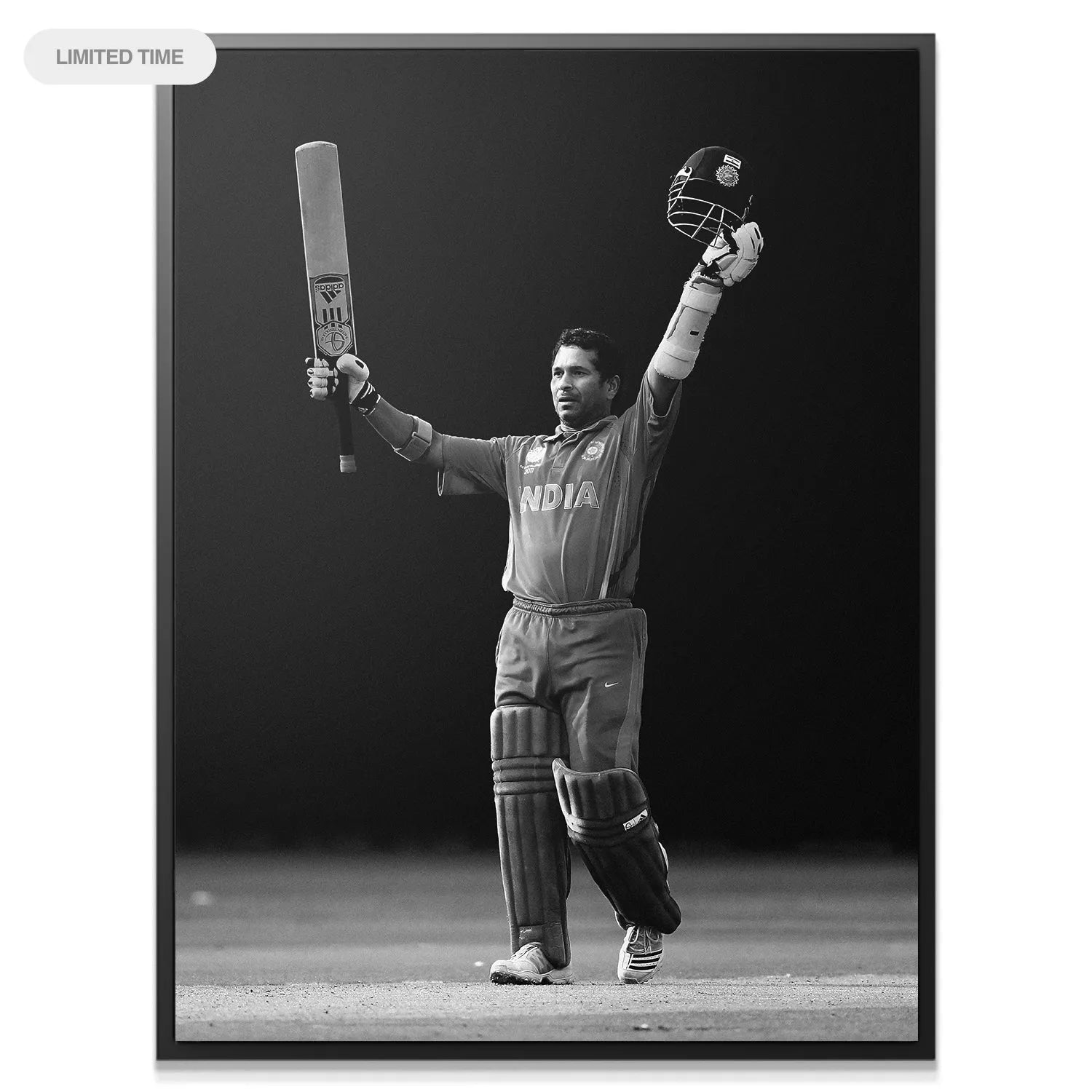 Emotional portrait close-up capturing the triumphant expression of Sachin Tendulkar - Celebrate after scoring.