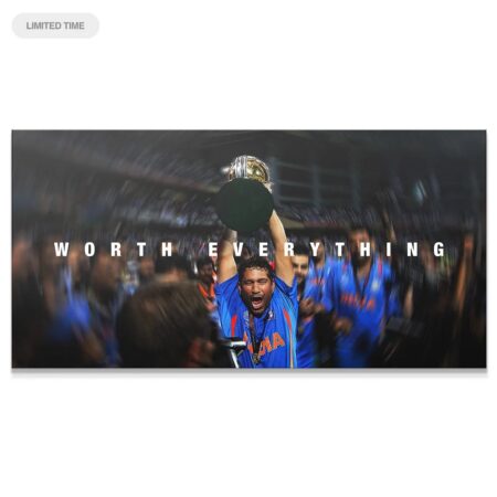 Panoramic view of Sachin celebrating victory on the field: Sachin Tendulkar - Worth Everything.
