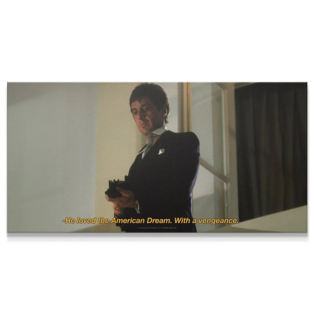 Close-up of Al Pacino as Tony Montana with focused, determined gaze: Scarface - Love.