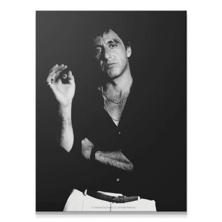 Close-up portrait of Tony Montana holding a cigar in the dramatic 'Scarface - Smoke' print.