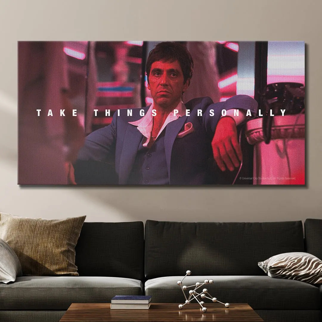 Detail of the quote 'TAKE THINGS PERSONALLY' text overlay on the 'Scarface - Take Things Personally' artwork.