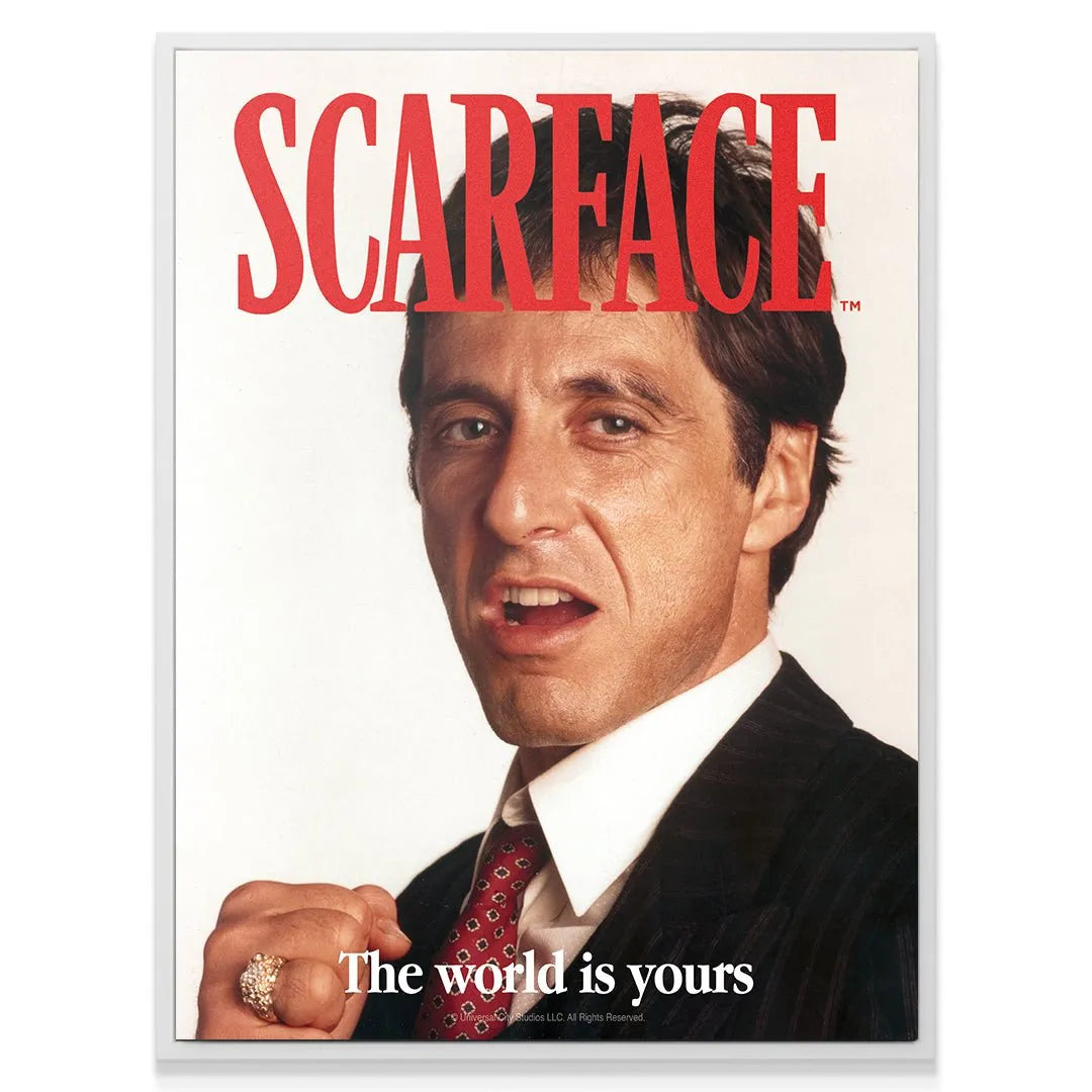 Accessory focus highlighting the diamond ring and pinstripe suit collar in the 'Scarface - The World Is Yours - Cover'.