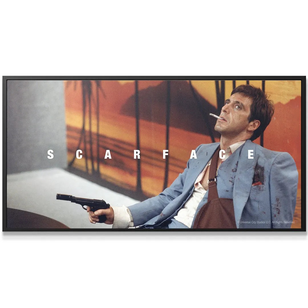 Close-up portrait of Al Pacino's intense expression for 'Scarface - Trust' wall art.