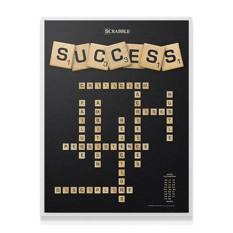 Corner detail showing the intersections of 'FAME' and 'AMBITION' within the conceptual 'Scrabble - Success' grid.
