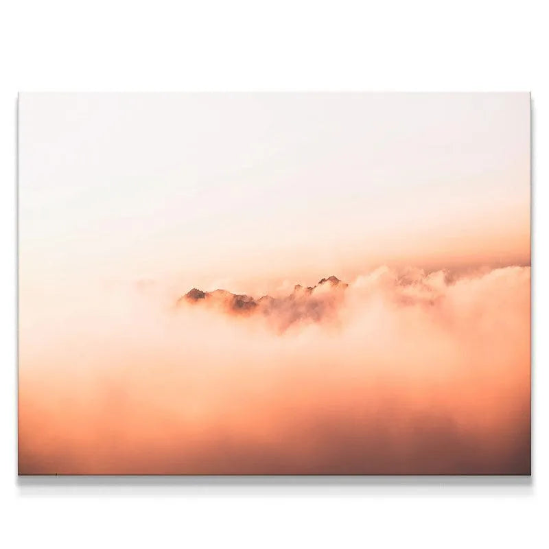 Close-up view of the mountain texture above the Sea of clouds artwork.