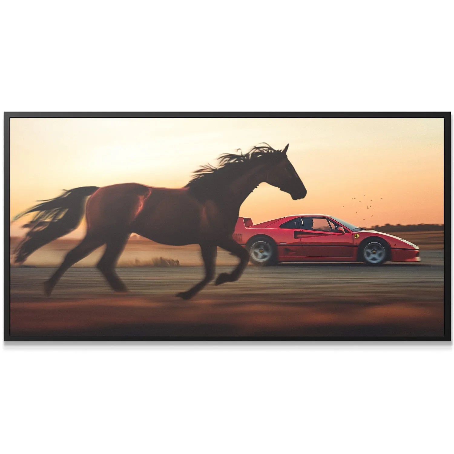 Close-up view of the horse's flowing mane and tail mid-gallop in the 'Second Place - No Quote' print.
