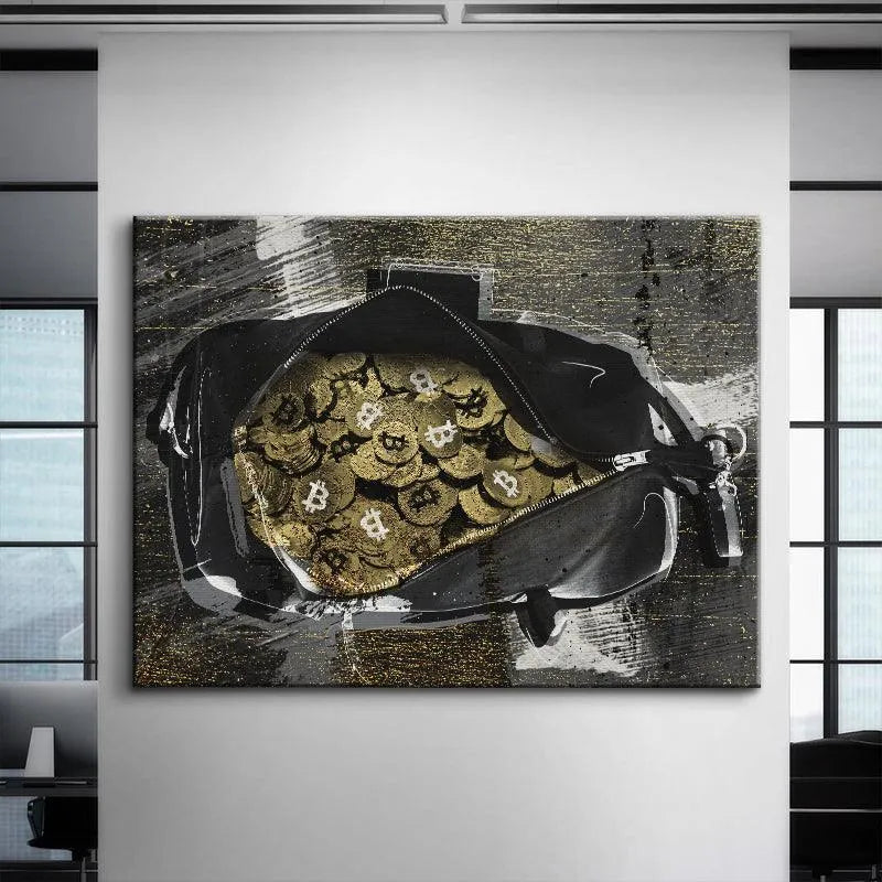 High-contrast black, gray, and white abstract background texture behind the main subject in Secure The Bag ( Bitcoin Edition ).
