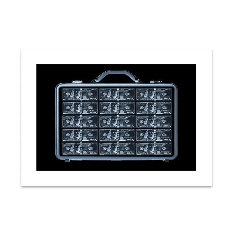 Conceptual artwork illustrating covert cash transport visualized vividly by a Security X-RAY.