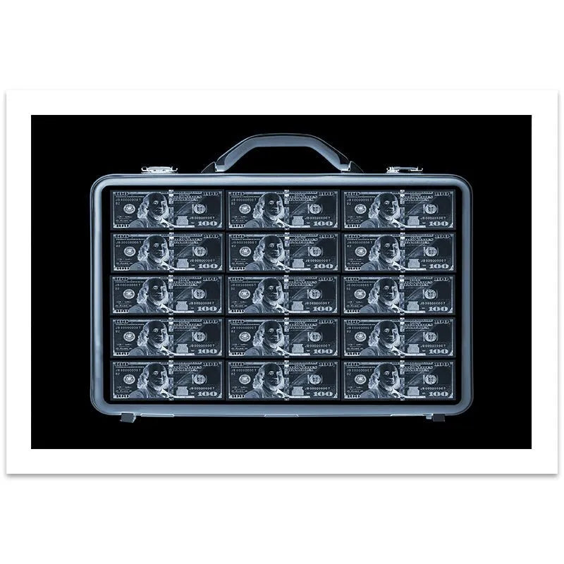 Digital negative representation of layered US currency using a specialized Security X-RAY filter technique.