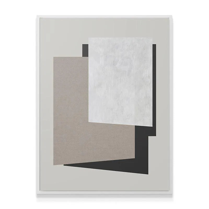 Detail focusing on the overlapping taupe and dark black shapes creating the core 'Shadow' effect.
