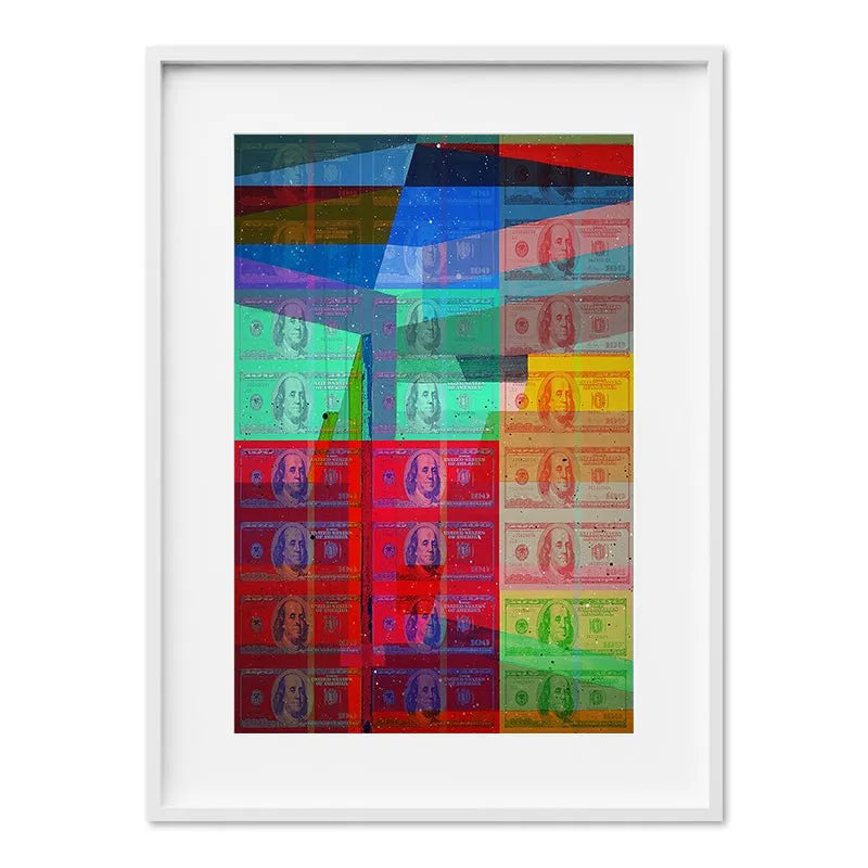 Side view depth image of the gallery-wrapped edges of the 'Shattered Wealth' modern canvas wall art.