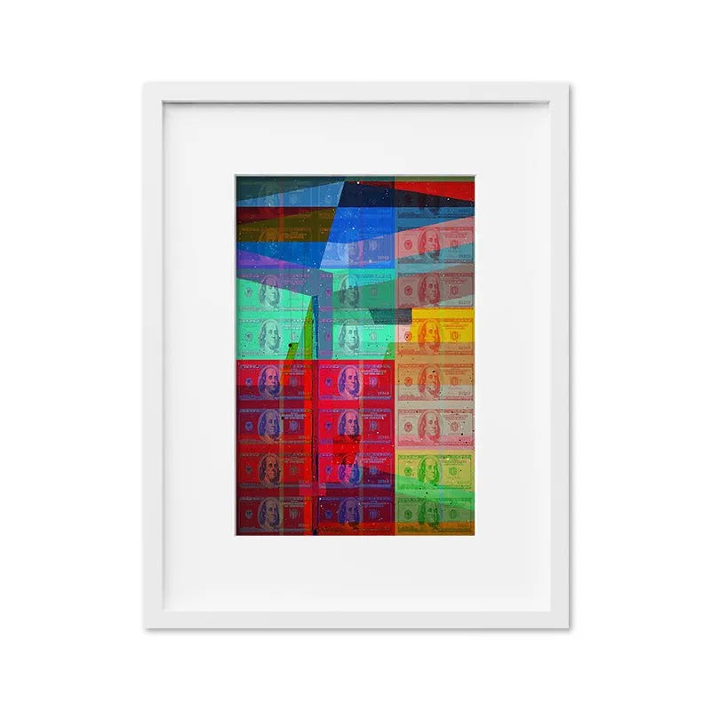 High-resolution image capturing the sharp visual contrast between the blue and green blocks in 'Shattered Wealth'.