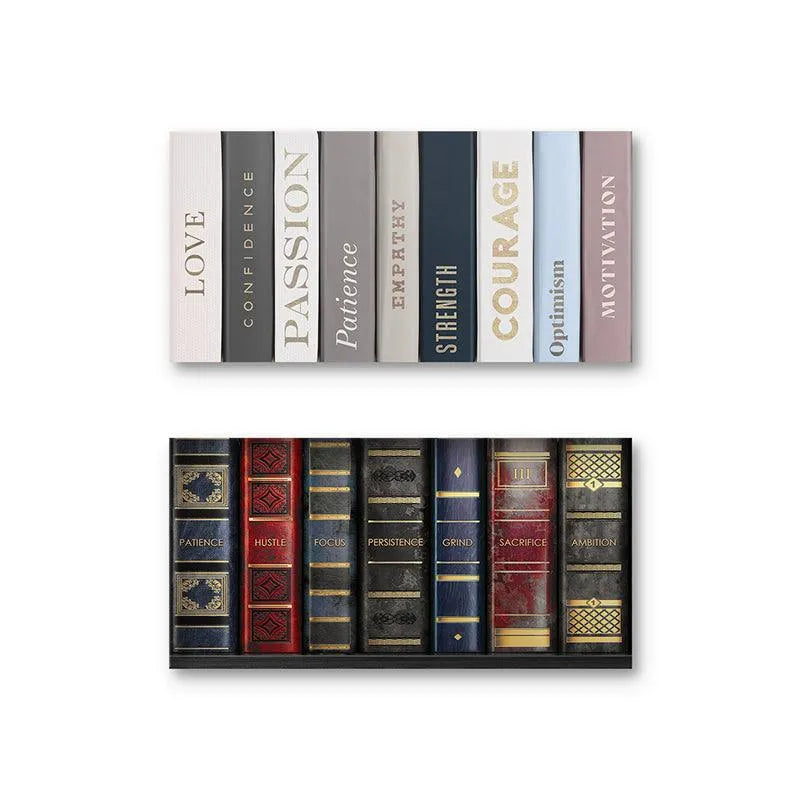 Full view of the two-tiered motivational decorative Shelf Set arrangement.