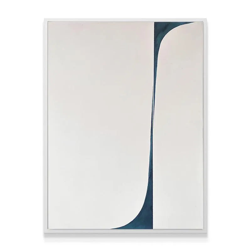 Three-quarter angle view of Shino art mounted on a wall, emphasizing depth and canvas edges.