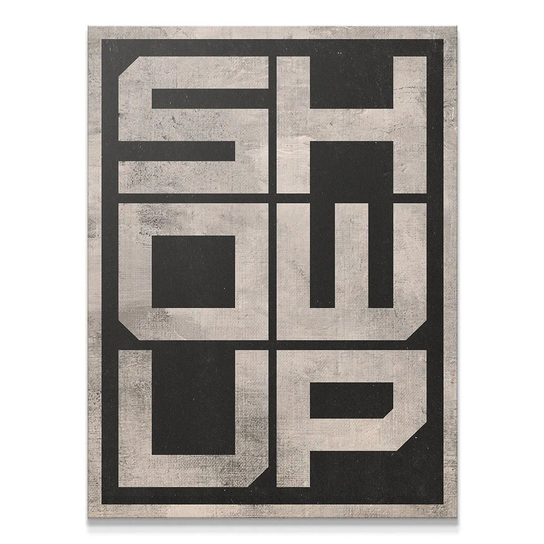 Full rectangular view of 'Show Up - 2' industrial abstract canvas art print.