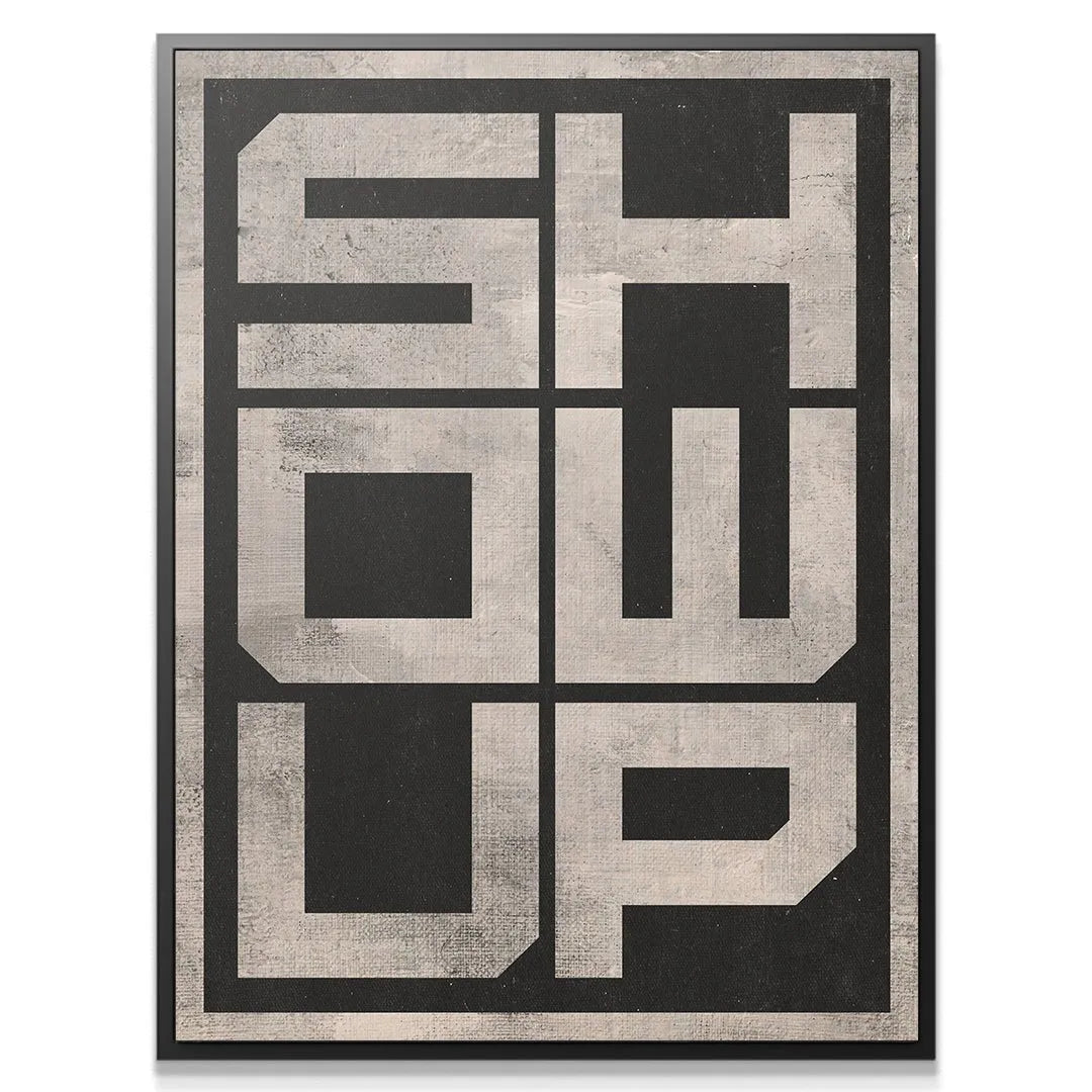 Close-up texture shot revealing the distressed, grunge surface detail of the 'Show Up - 2' artwork.
