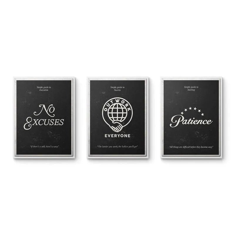 Lifestyle mock-up of the Simple Guide Bundle hanging above a modern minimalist office desk setting.