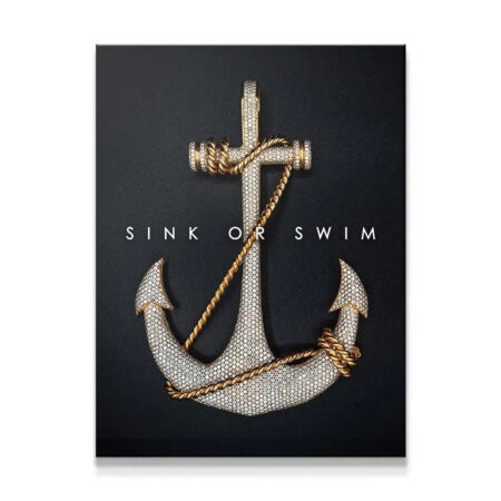 Full frontal view of the diamond-encrusted anchor art print, Sink Or Swim.
