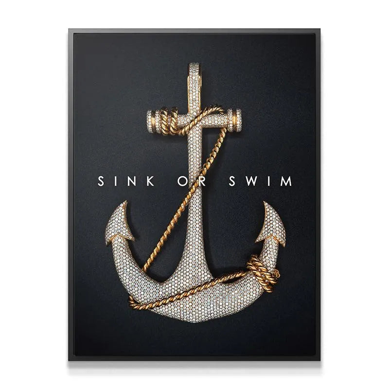 Close-up detail of the golden rope texture wrapped around the Sink Or Swim jeweled anchor shank.