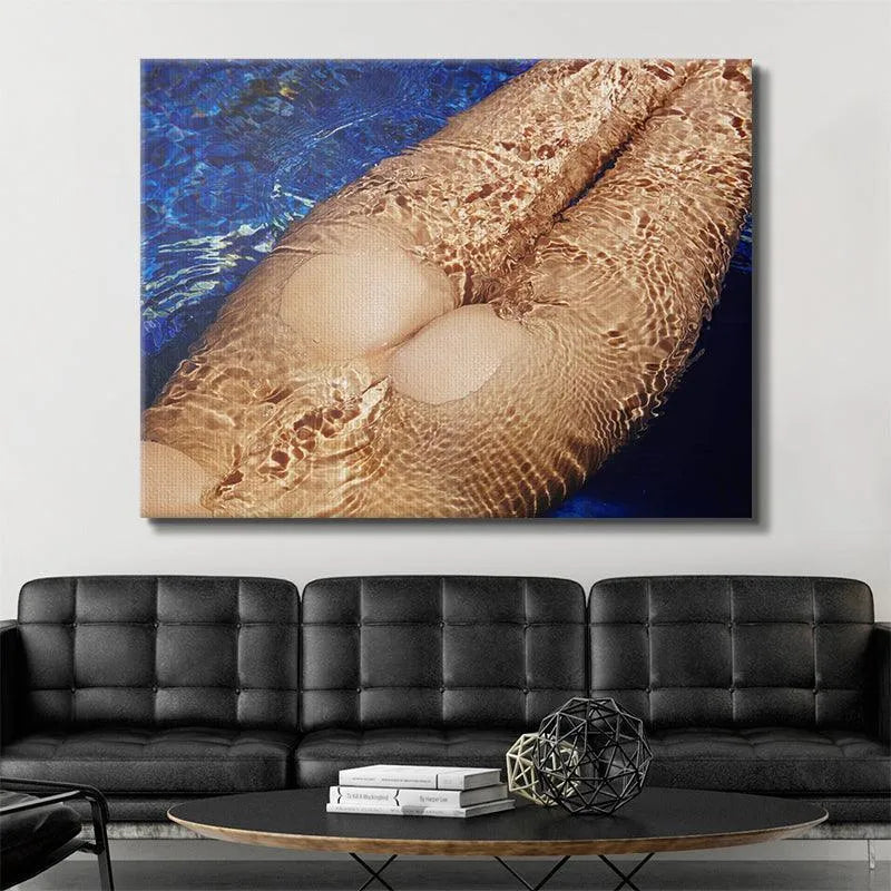 High-resolution detail of the Skinny Dip photo capturing the texture of water movement over the lower torso.