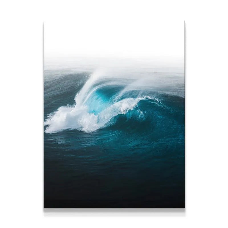 Full vertical view of the dramatic deep blue ocean wave titled 'Slab In The Dark' print.