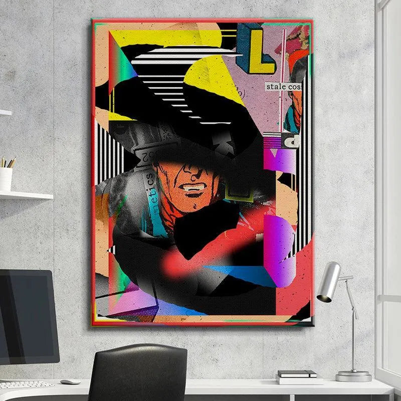 High-angle perspective showcasing the typographic elements ("L", "metics") embedded within the Slick Cat Black Mask print.