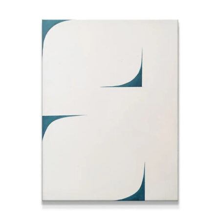 Full abstract canvas titled 'Soh', showcasing the balanced composition of teal and white.