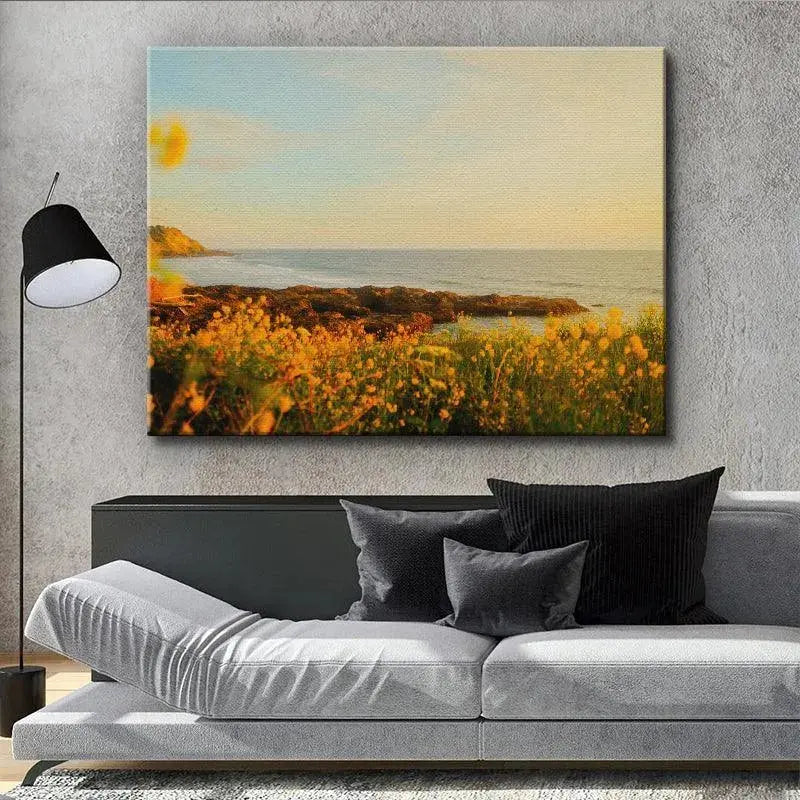 Atmospheric shot of the golden horizon and pale blue sky during 'Spring Sunset'.