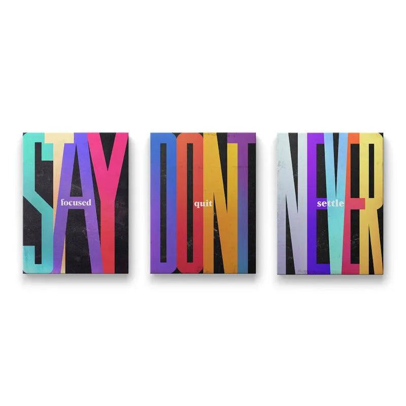 Detailed crop of the 'DON'T QUIT' panel featuring the neon purple and orange vertical stripes of the Stand Out Bundle.