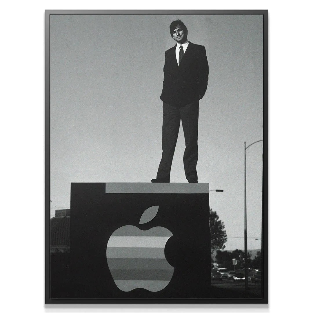 Close-up of Steve Jobs' focused expression, embodying 'Standing On Business' leadership.