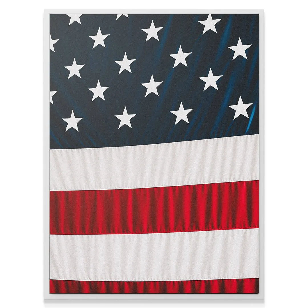 Bottom third crop highlighting the folded red and white stripes of the Stars & Stripes banner.