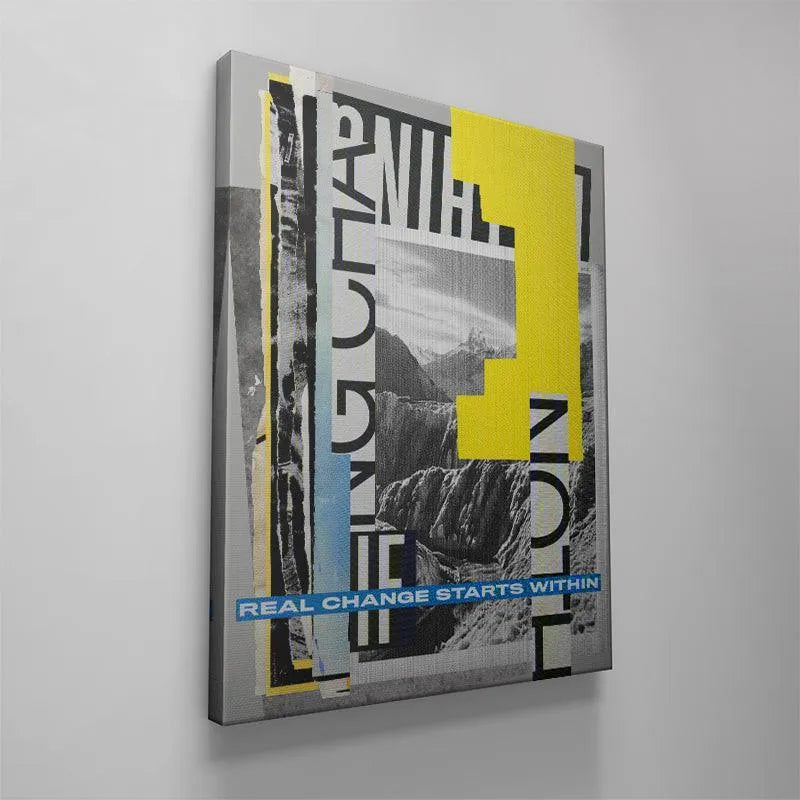 The 'Starts Within' artwork displayed in a minimalist living room setting (lifestyle shot).
