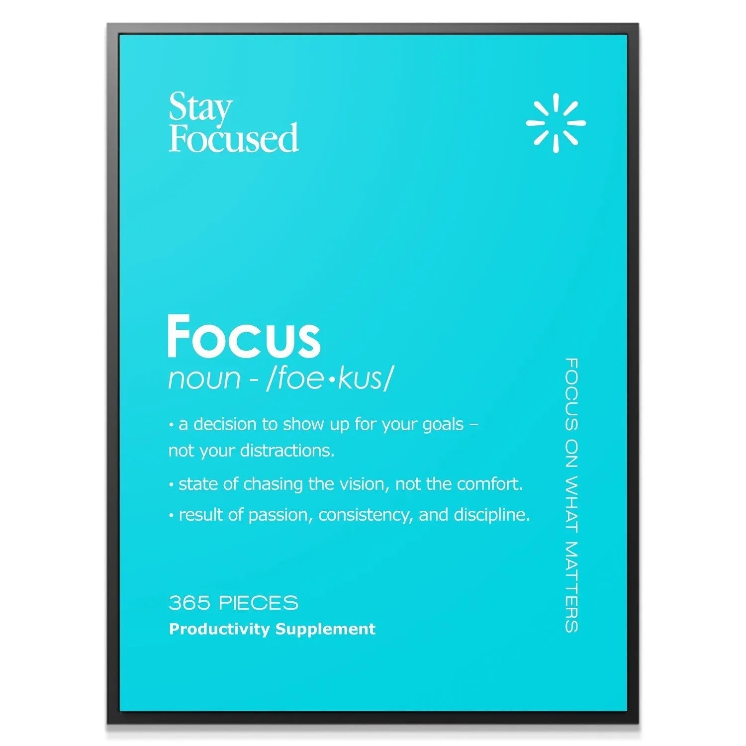 Close-up detail of the 'Focus noun' dictionary definition helping you Stay Focused.