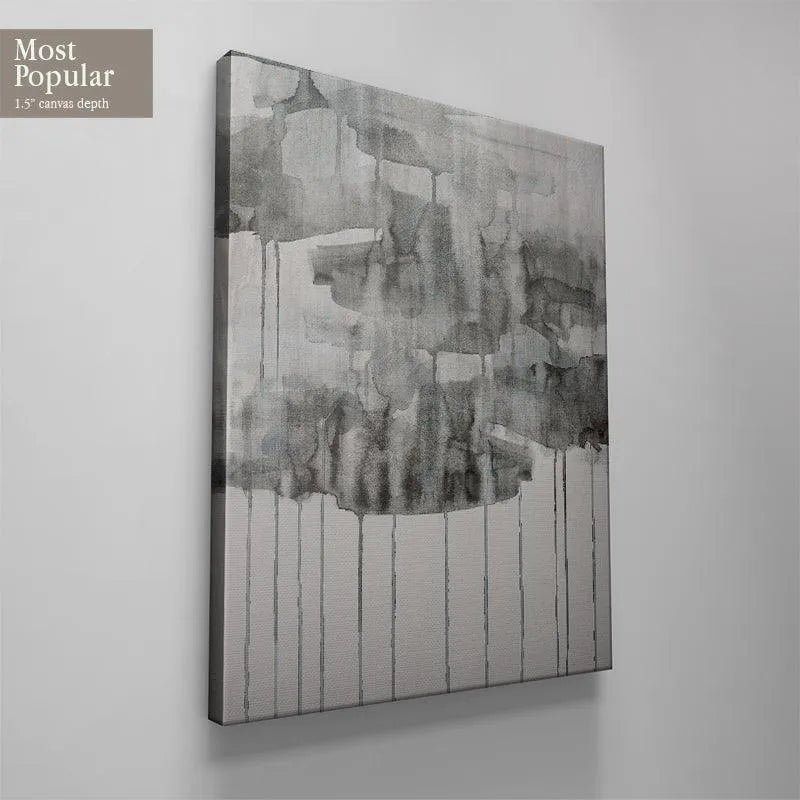 The dramatic monochromatic color gradient transition within the layered 'Storm' artwork.