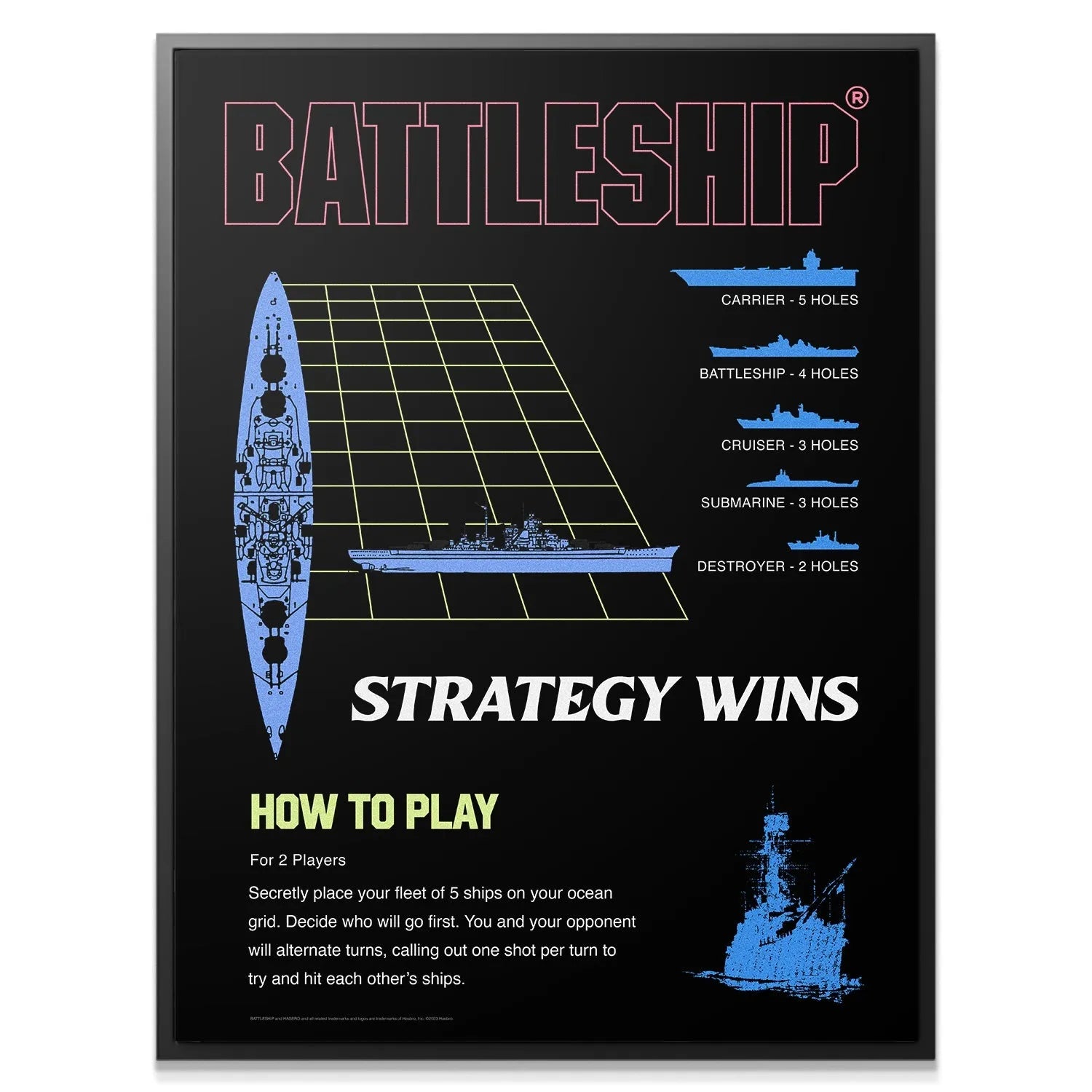 Close-up shot of the bold white text 'Strategy Wins' set against the black background.