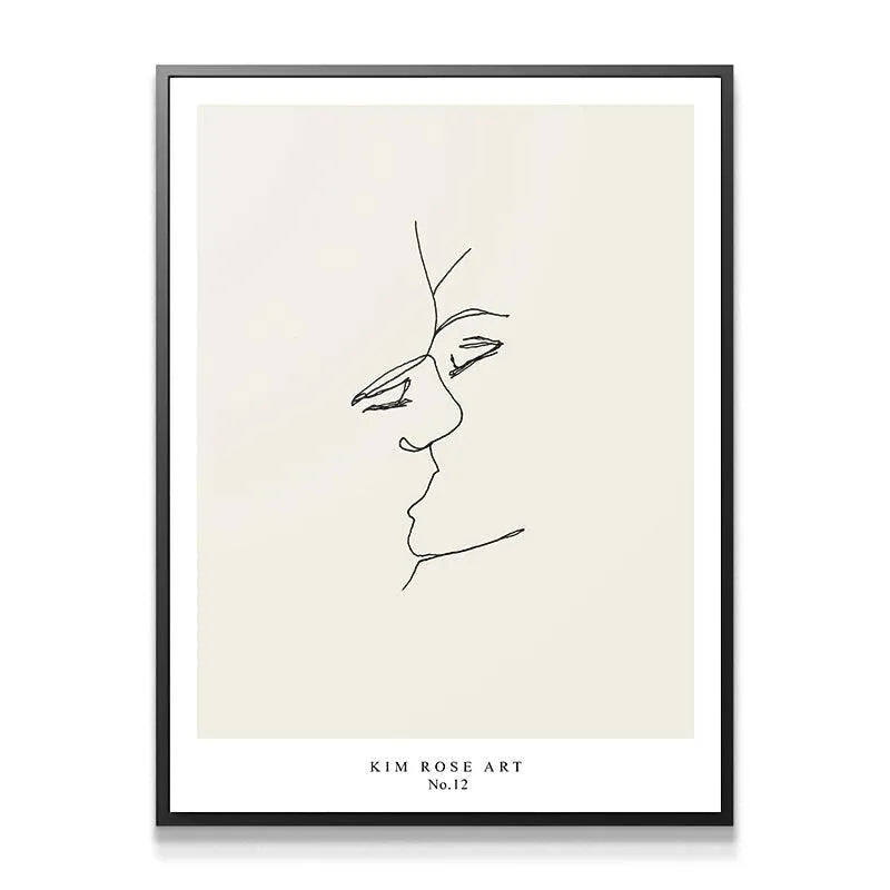 Vertical full view of the minimalist relationship portrait Sun and Moon - White, showcasing the composition.