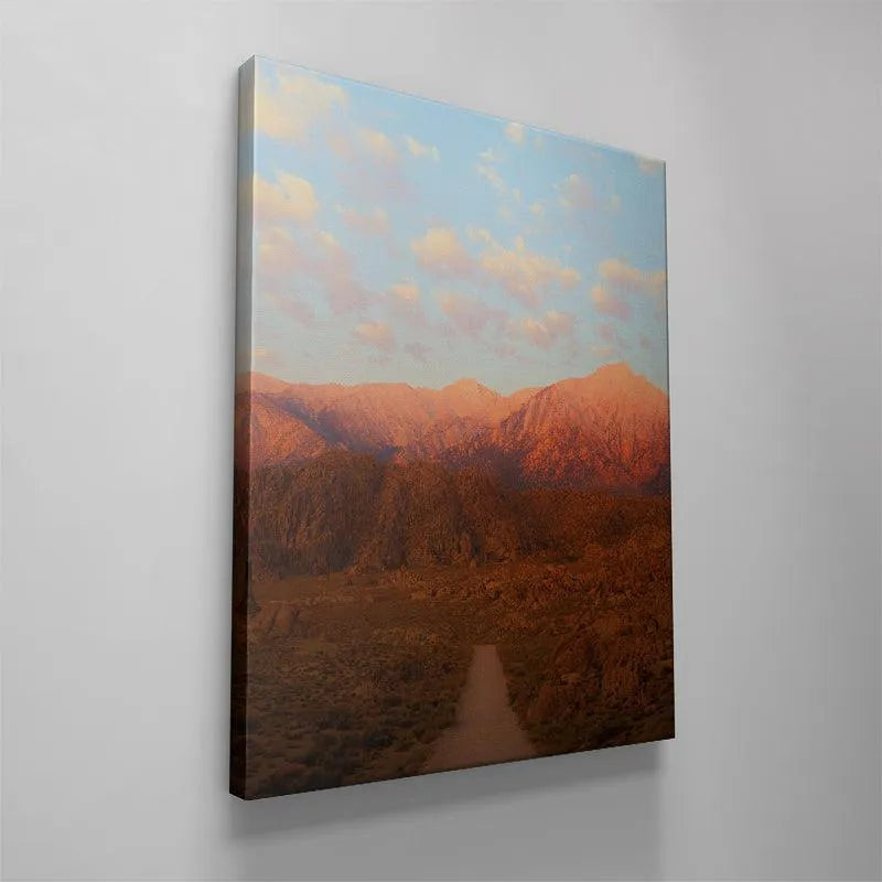 Low-angle perspective highlighting the depth and scale of the mountains captured in 'Sunrise In the Sierras'.