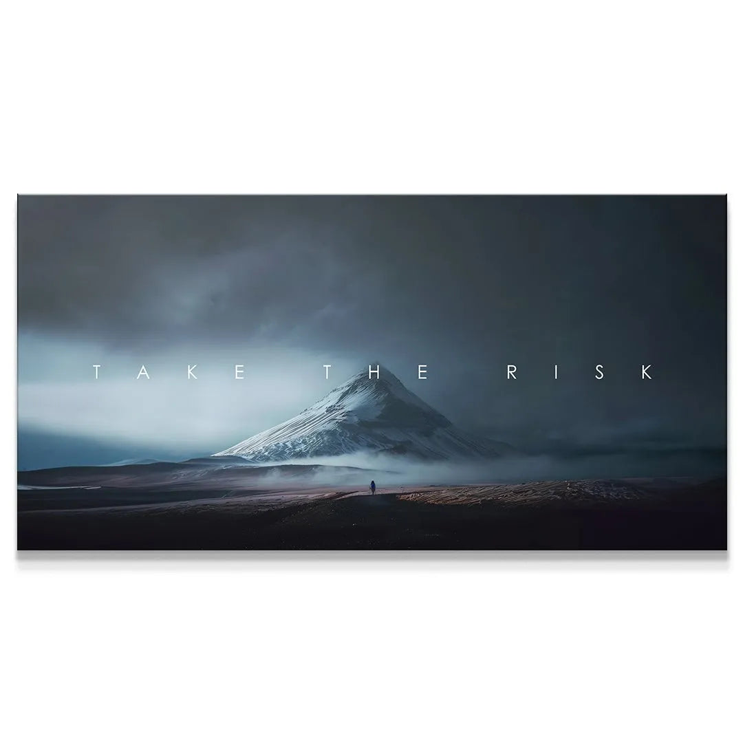 Wide shot of moody mountain landscape canvas art 'Take the Risk (Night)'