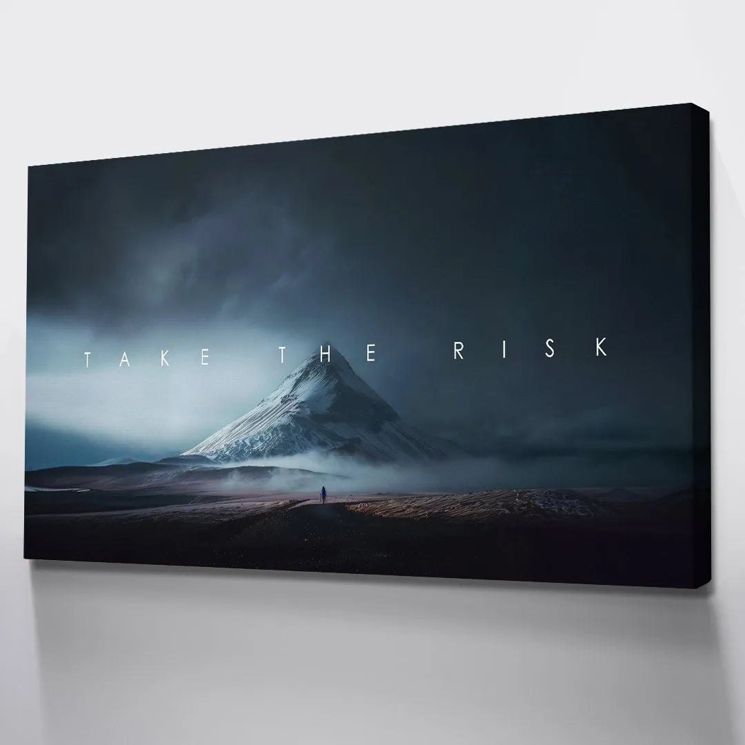 Textured canvas swatch detail showcasing the deep charcoal and cool blue tones of 'Take the Risk (Night)'