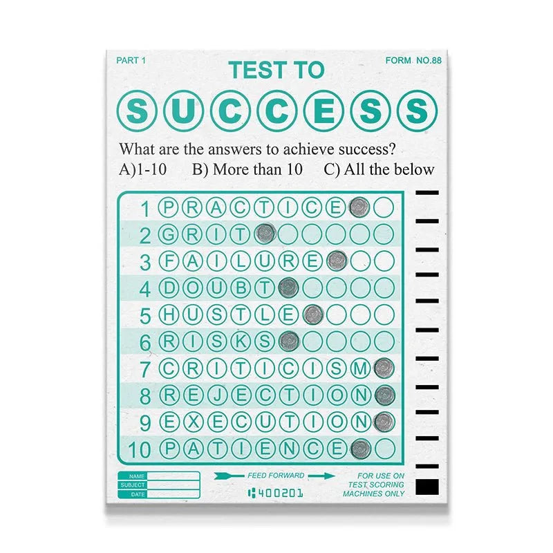 Full frontal view of the 'Test To Success' Scantron motivational poster on a clean white background.