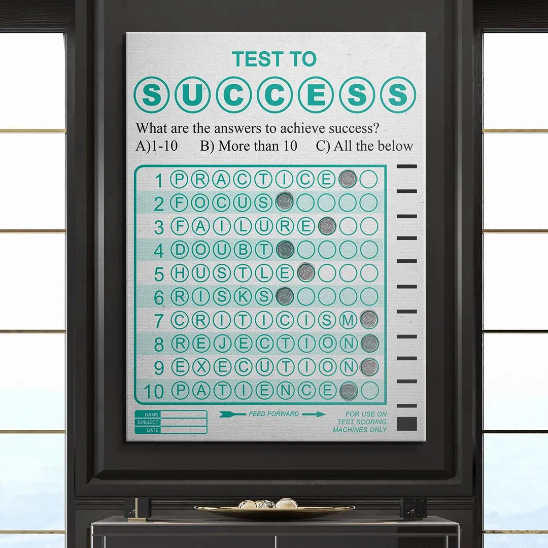 Macro view of the title header, 'TEST TO SUCCESS', and the Form No. 88 marking in high detail.