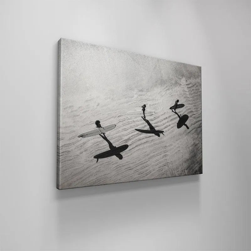 Lifestyle view of the beach environment and surfing activity captured in the evocative artwork Textured Waves.