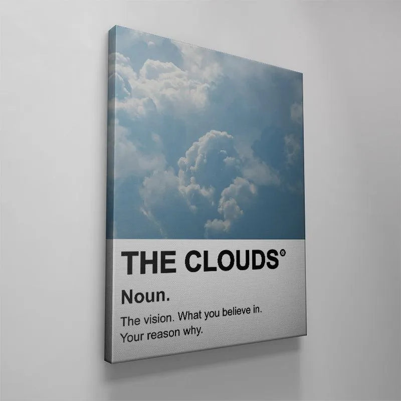 Angled perspective showcasing the matte finish and paper texture of The Clouds wall art.