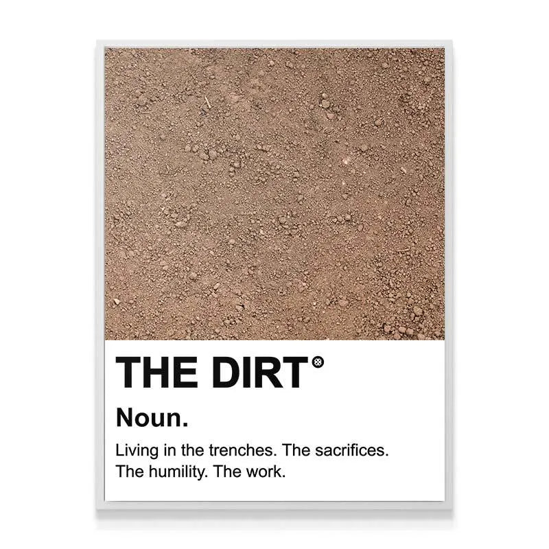 Detailed shot highlighting the definition text component of 'The Dirt' artwork.
