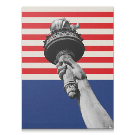 Close-up view of the detailed stone texture of The Hand of Liberty canvas print, emphasizing the forearm.