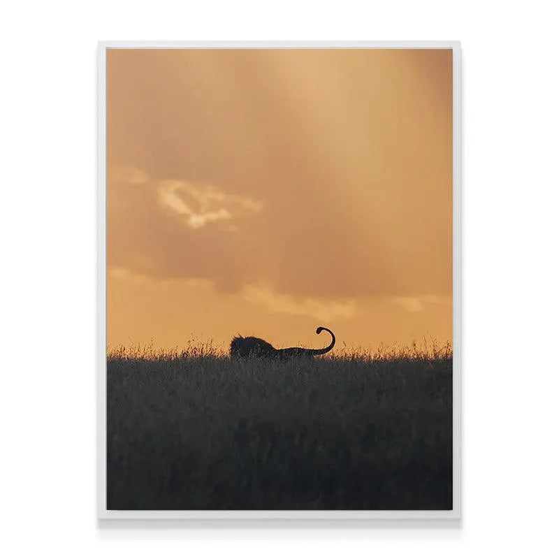 Wide shot of The King print illustrating the vast orange sky gradient and horizon line.