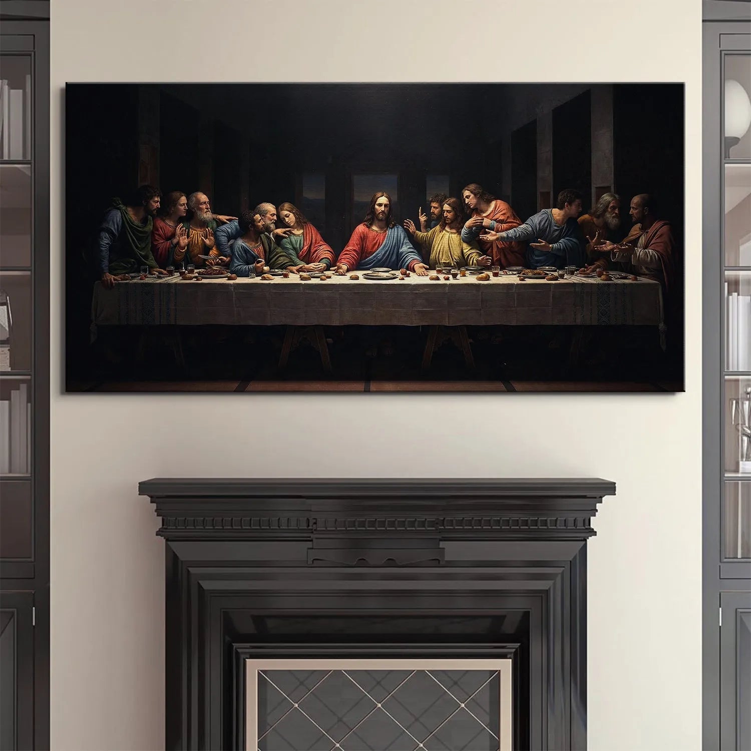 The Apostles grouped in threes, showcasing the compositional balance of The Last Supper painting.
