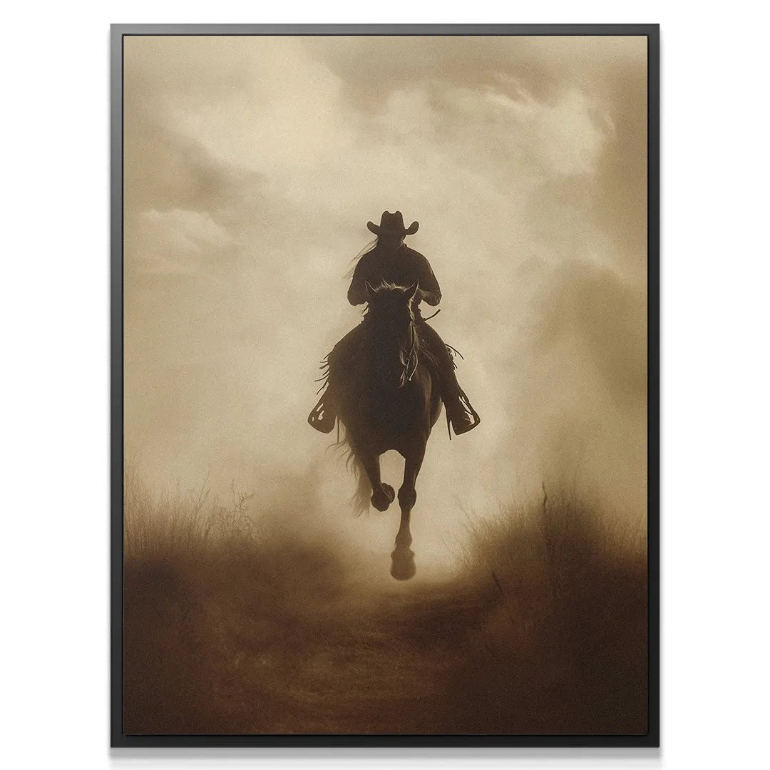 Close-up texture of The Lone Rider 2 print showing the grainy, nostalgic quality and intense dust effect.