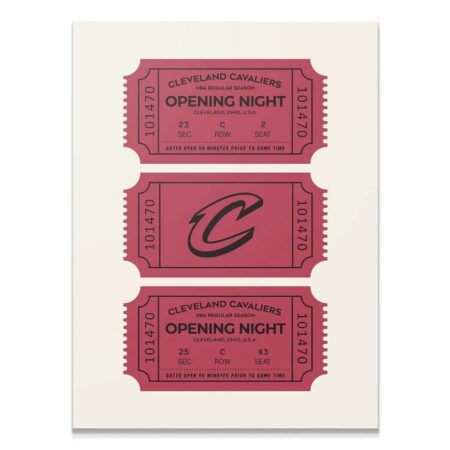 Close-up view of the perforation edges on the vintage Tickets - Cavaliers art print.